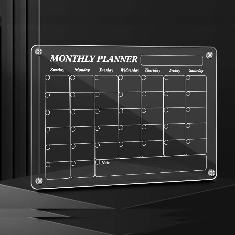 Fridge Magnetic Acrylic Writing Board Transparent Monthly Calendar Memo Board