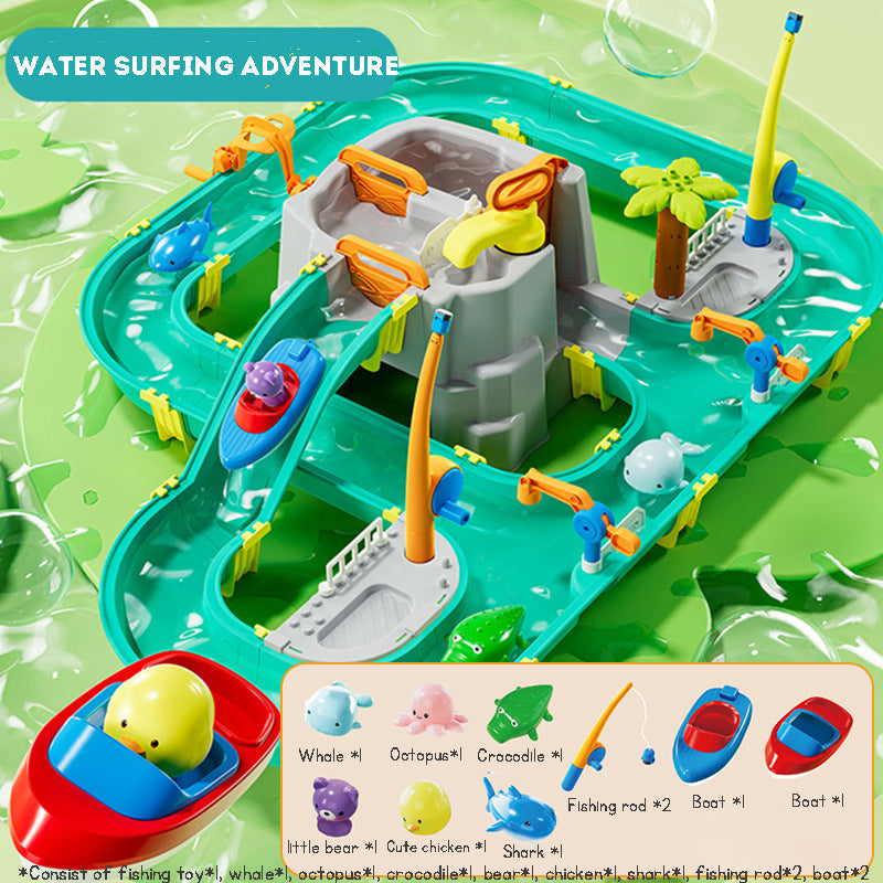 Fishing Track Water Play Toy – Pretend Play Water Park Set for Boys & Girls, Ideal Birthday Gift