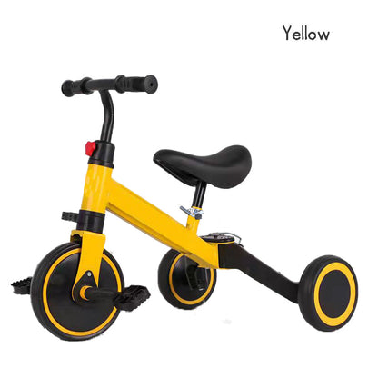 3-in-1 kids convertible tricycle with balance bike and walker modes, and detachable pedals, featuring easy-to-switch creative transformation modes