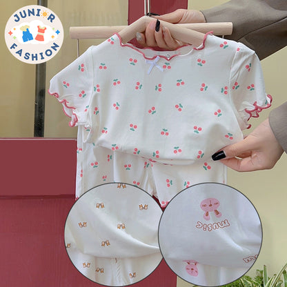 2023 Summer New Arrivals for Girls - Cute Sleepwear Set with Silk Milk Short Sleeves and Shorts