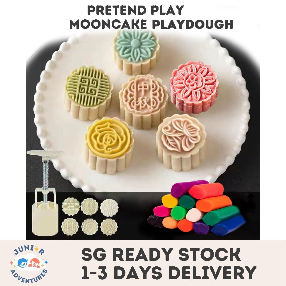 Children's Mid-Autumn Festival Pretend Playdough Mooncake Play Dough Embossing Mold Combo Set Creative Toy