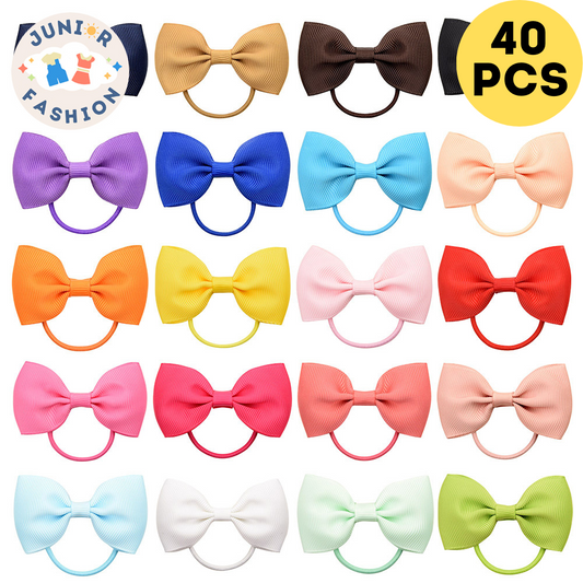 European and American Style Children's Solid Color Elastic Hair Ties with Cute Butterfly Bow.