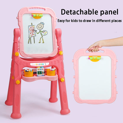 Double Sided Whiteboard and Chalkboard, Height Adjustable Drawing Board for Toddlers