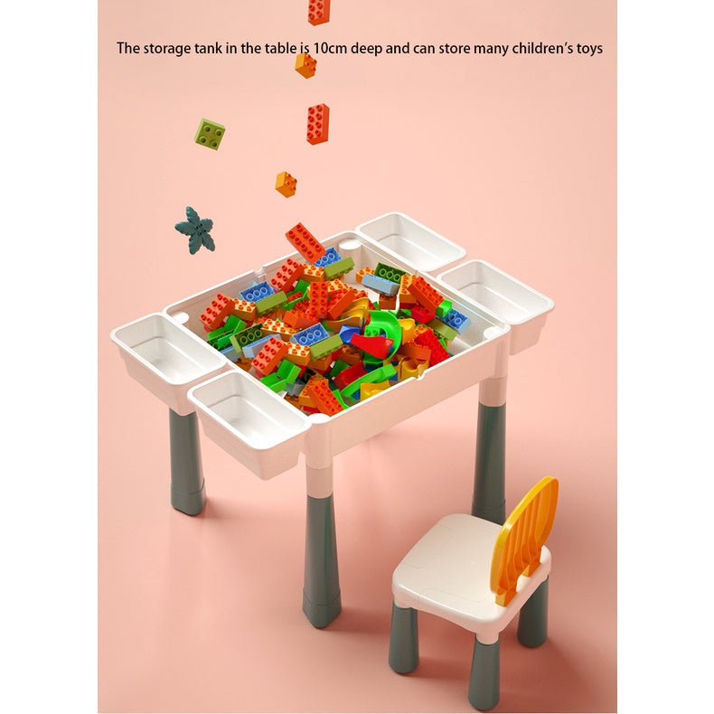 SG Delivery 5 In 1 Block Toy Table- Building Block Game Table, Study Desk, Storage Table, Dining Table, Play Sand Table