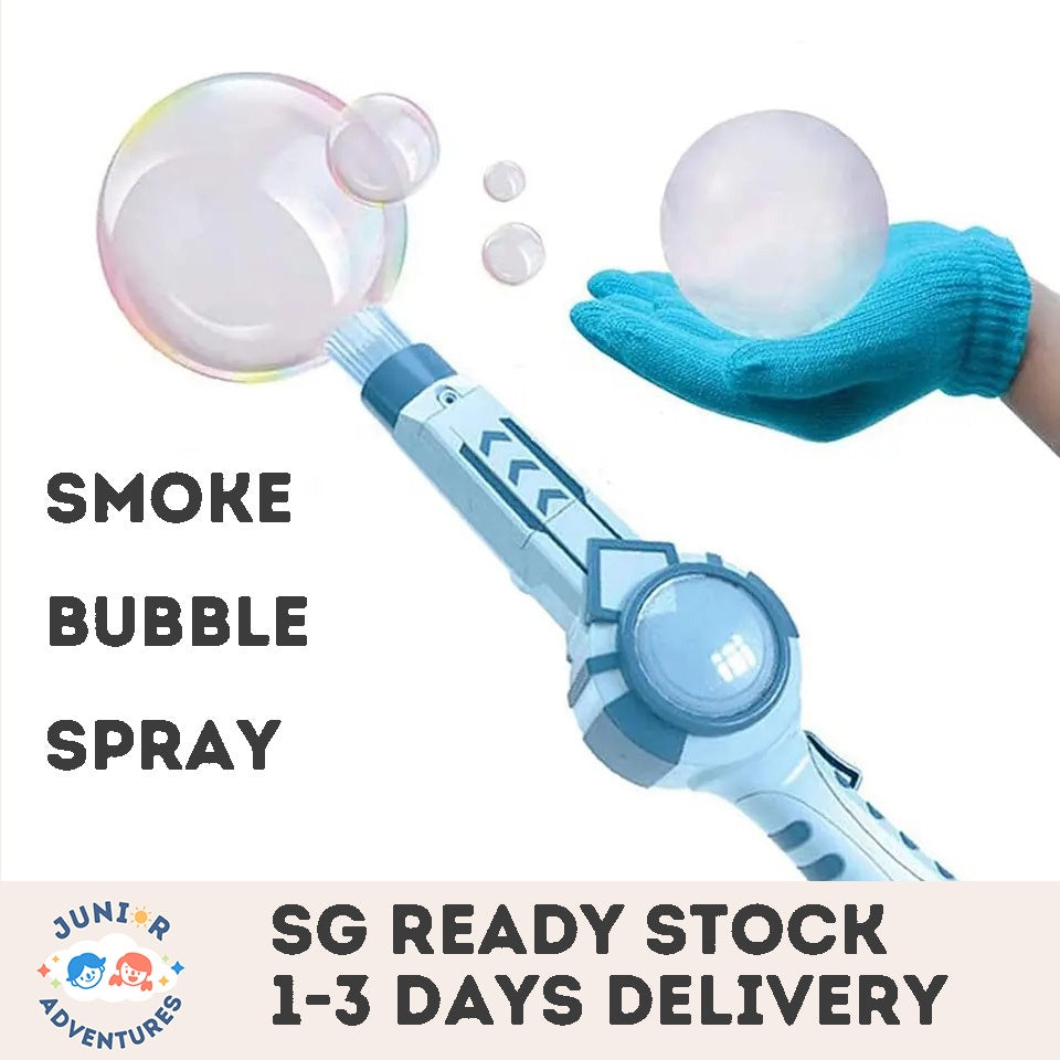 Innovative Rechargeable Bubble Toy with Smoke Bubble Machine, Fun & Safe Non-Toxic Elastic Bubbles and Hand Gloves