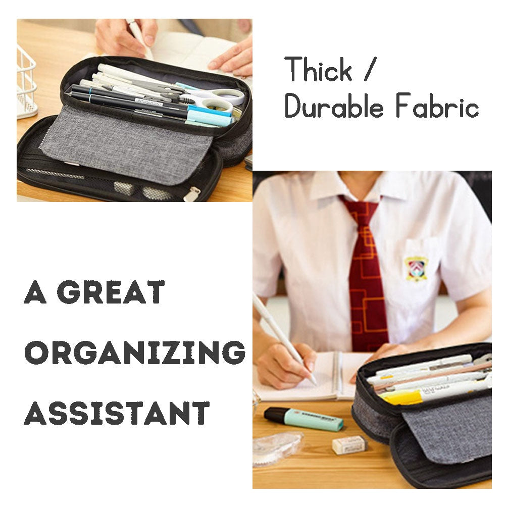 Multi-functional Layered Oxford Pencil Case with Expandable Capacity for Students, Portable and Durable Stationery Pouch