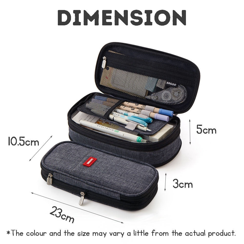 Multi-functional Layered Oxford Pencil Case with Expandable Capacity for Students, Portable and Durable Stationery Pouch