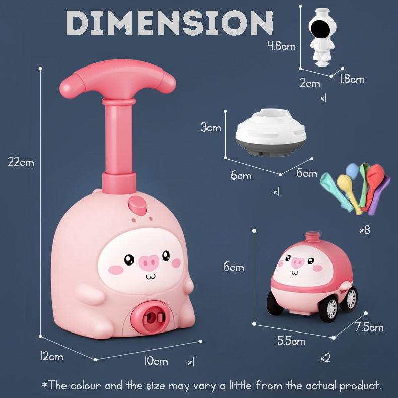 Cartoon Press-Inflatable Toy Pig Seal Yellow Duck Air-Powered Sliding Car Astronaut Flying Toy