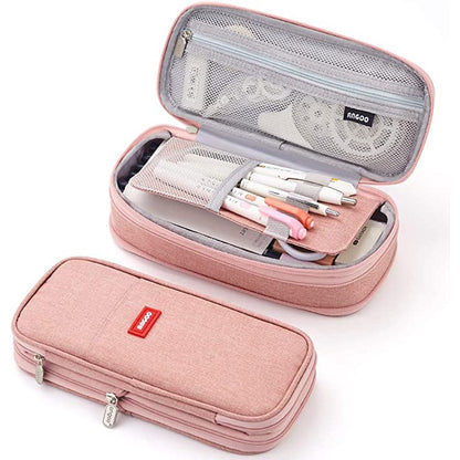 Multi-functional Layered Oxford Pencil Case with Expandable Capacity for Students, Portable and Durable Stationery Pouch