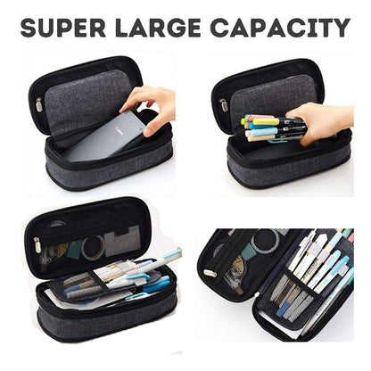 Multi-functional Layered Oxford Pencil Case with Expandable Capacity for Students, Portable and Durable Stationery Pouch