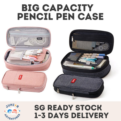 Multi-functional Layered Oxford Pencil Case with Expandable Capacity for Students, Portable and Durable Stationery Pouch