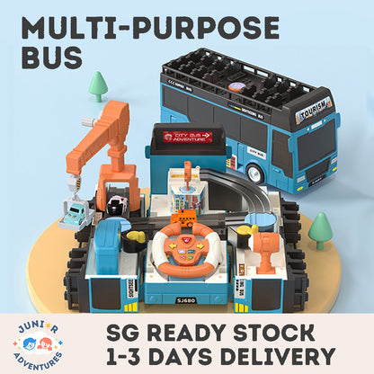 Bus Toy with Sound and Light, Simulation Steering Wheel Gear Toy, Toddlers Bus Toys with Music Education Knowledge