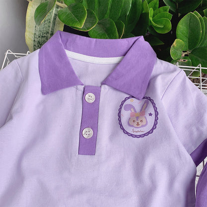 Boys' and girls' fashionable two-piece set, trendy and cute polo collar short sleeve suit for the 2023 summer season.