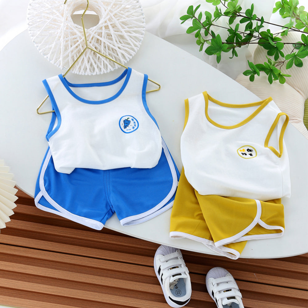 2023 Summer New Trendy Cartoon Sleeveless Sports Vest Two-Piece Set for Children.